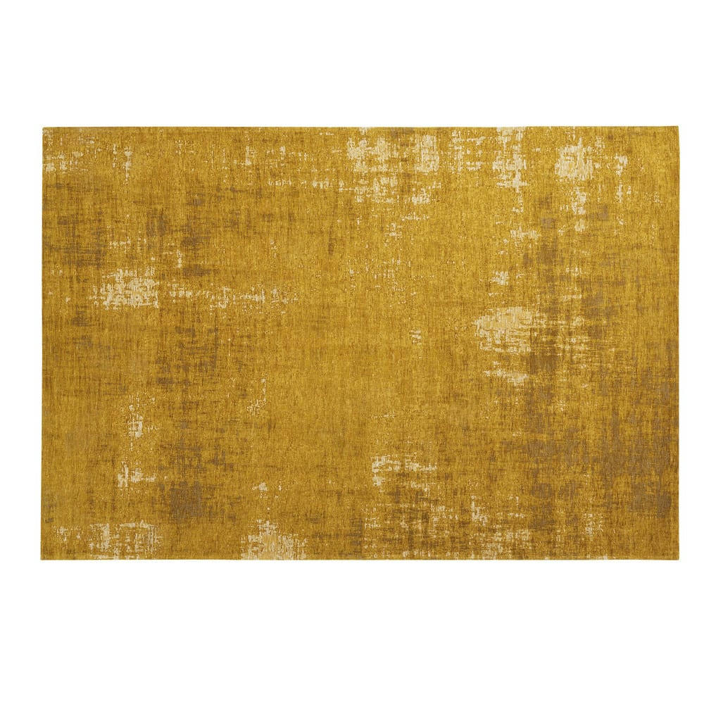 Feel - Tapis vintage tissé jacquard jaune moutarde 155x230
