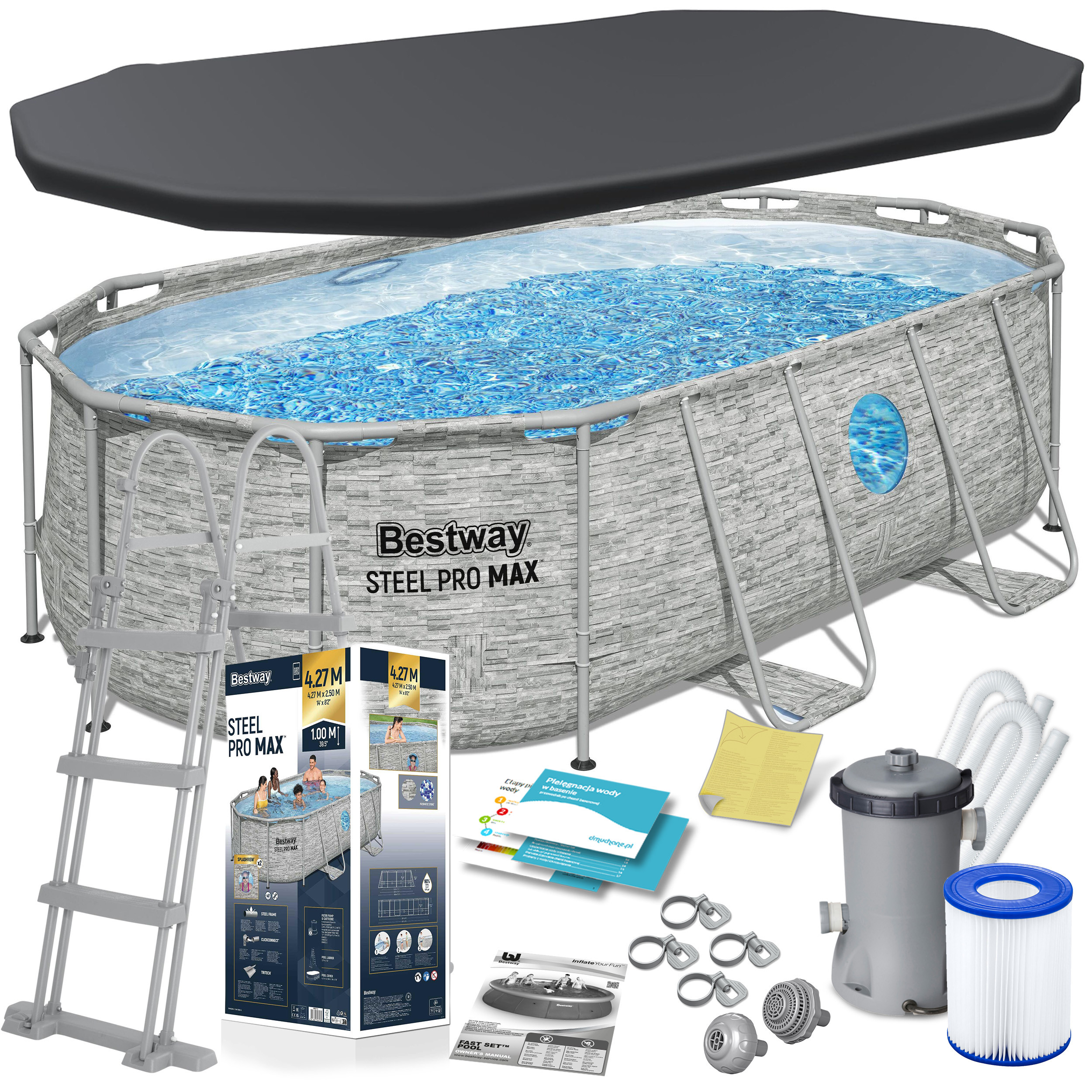 Basen stelażowy ogrodowy 427x250x100 Bestway 12w1