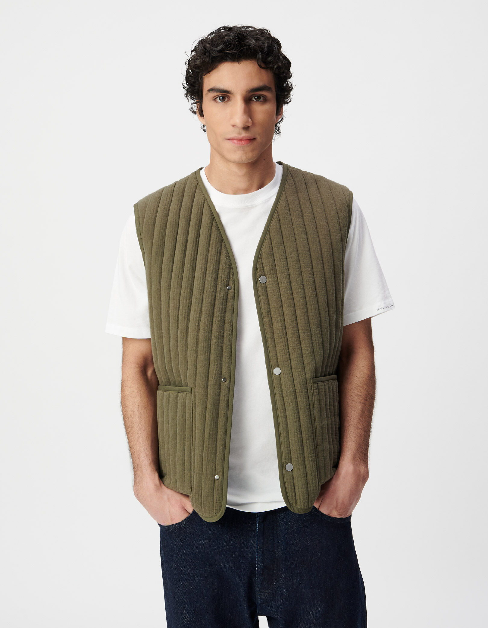Gilet sans manches kaki matelassé Homme