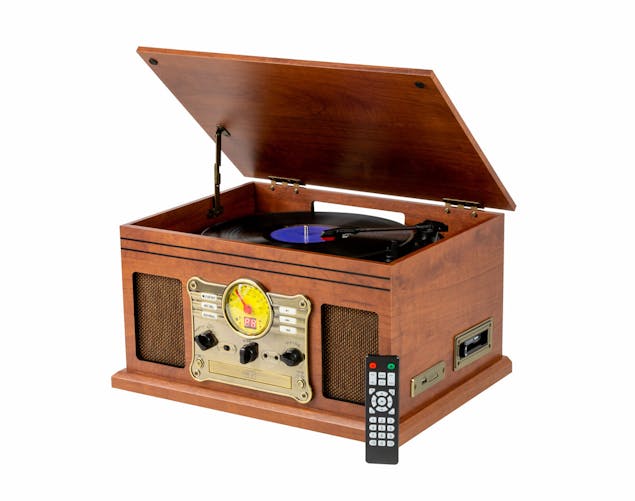 Vinyl, Turntable, Wireless Streaming CD Player in 1 Retro Music Centre
