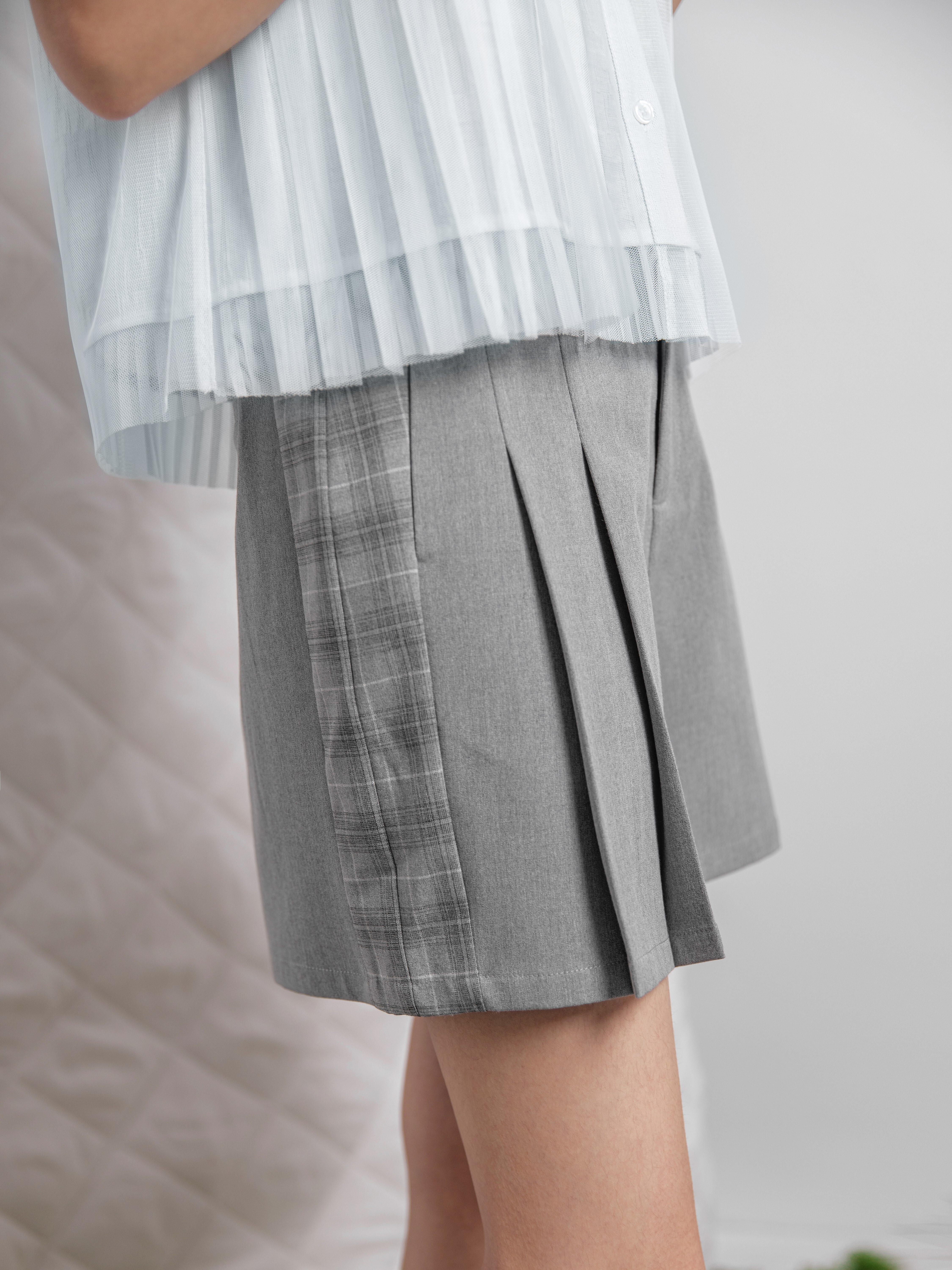 Patchwork Pleats Shorts - 26SDB100D