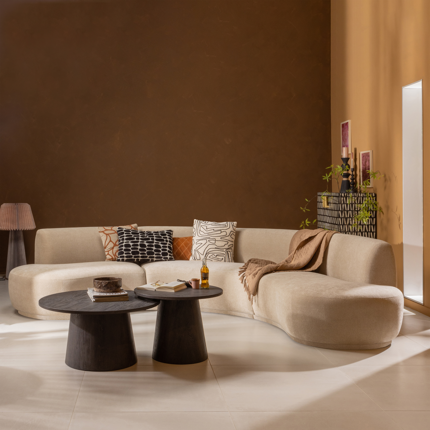 WOOOD Maan Salontafel - MDF - Donkerbruin - 45x60x60