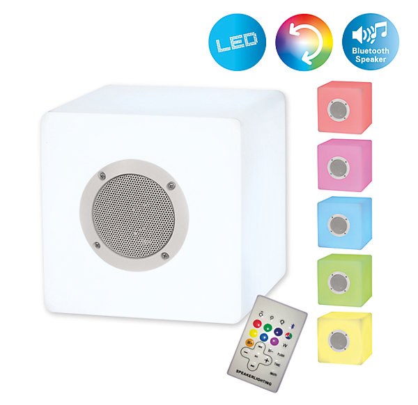 Cube décoratif avec Bluetooth 'Cube' en métal et plastique, avec changeur de couleur et LED intégrées