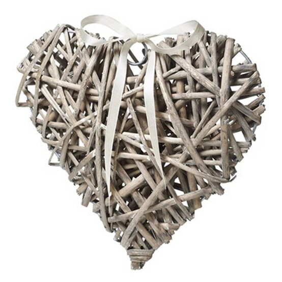 Natural Wicker Heart Decoration 10cm