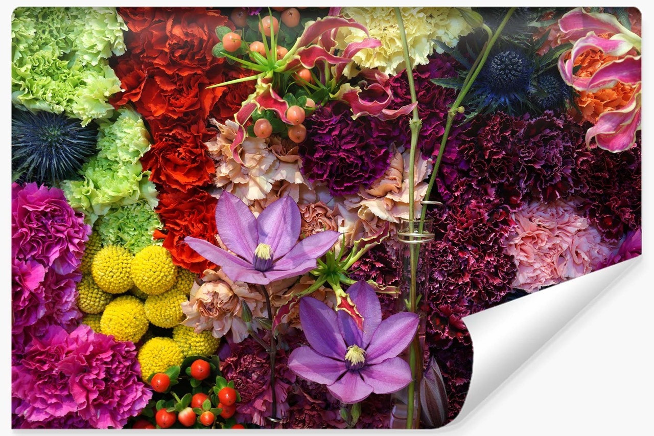 Fototapeta Kolorowy Wzór KWIATY Efekt 3D 90x60cm