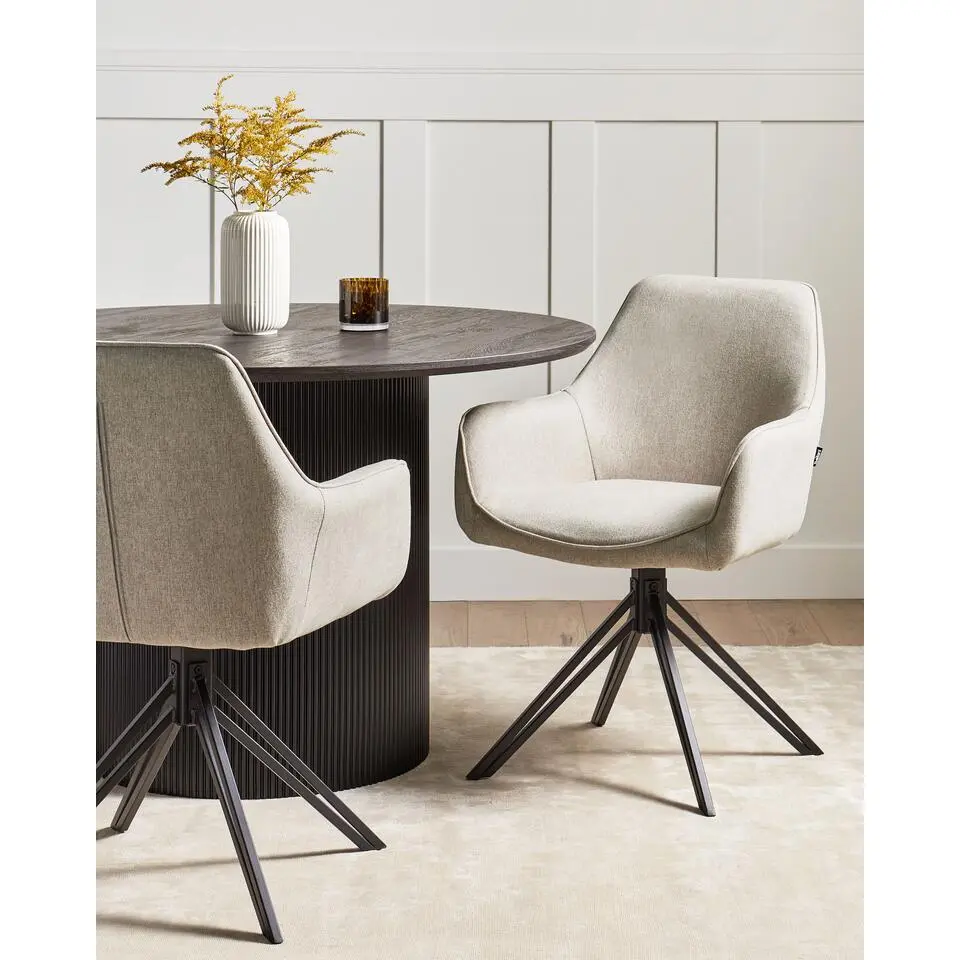 JODAR - Eetkamerstoel set van 2 - Taupe - Stof