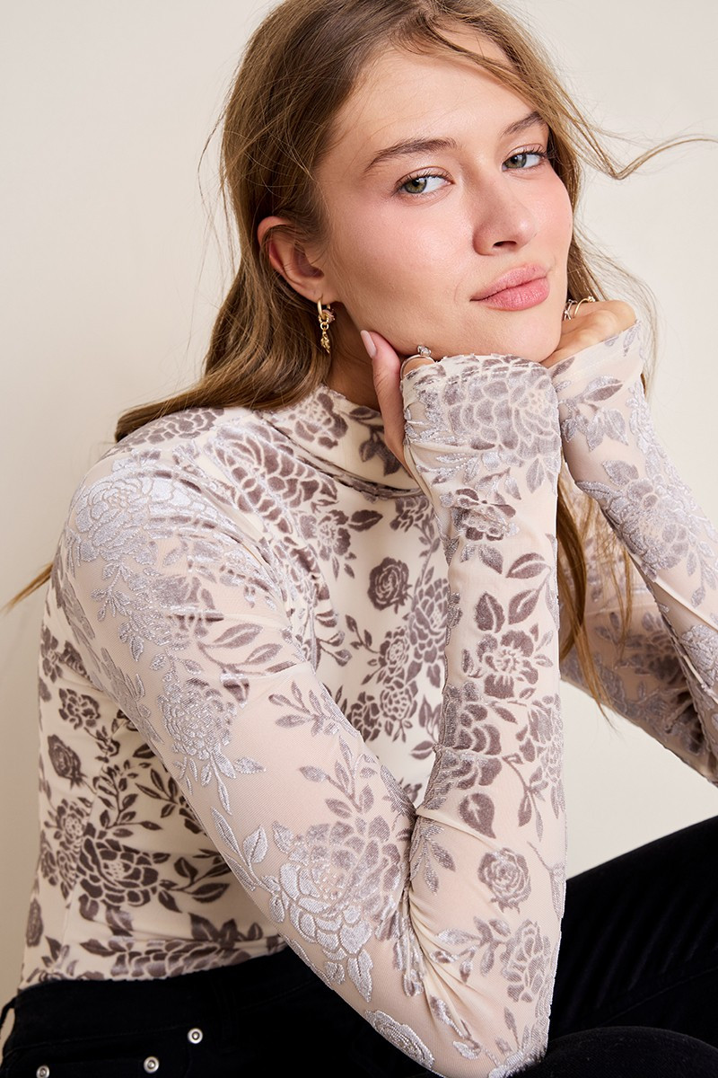 Taylor Floral Burnout Velvet Bodysuit