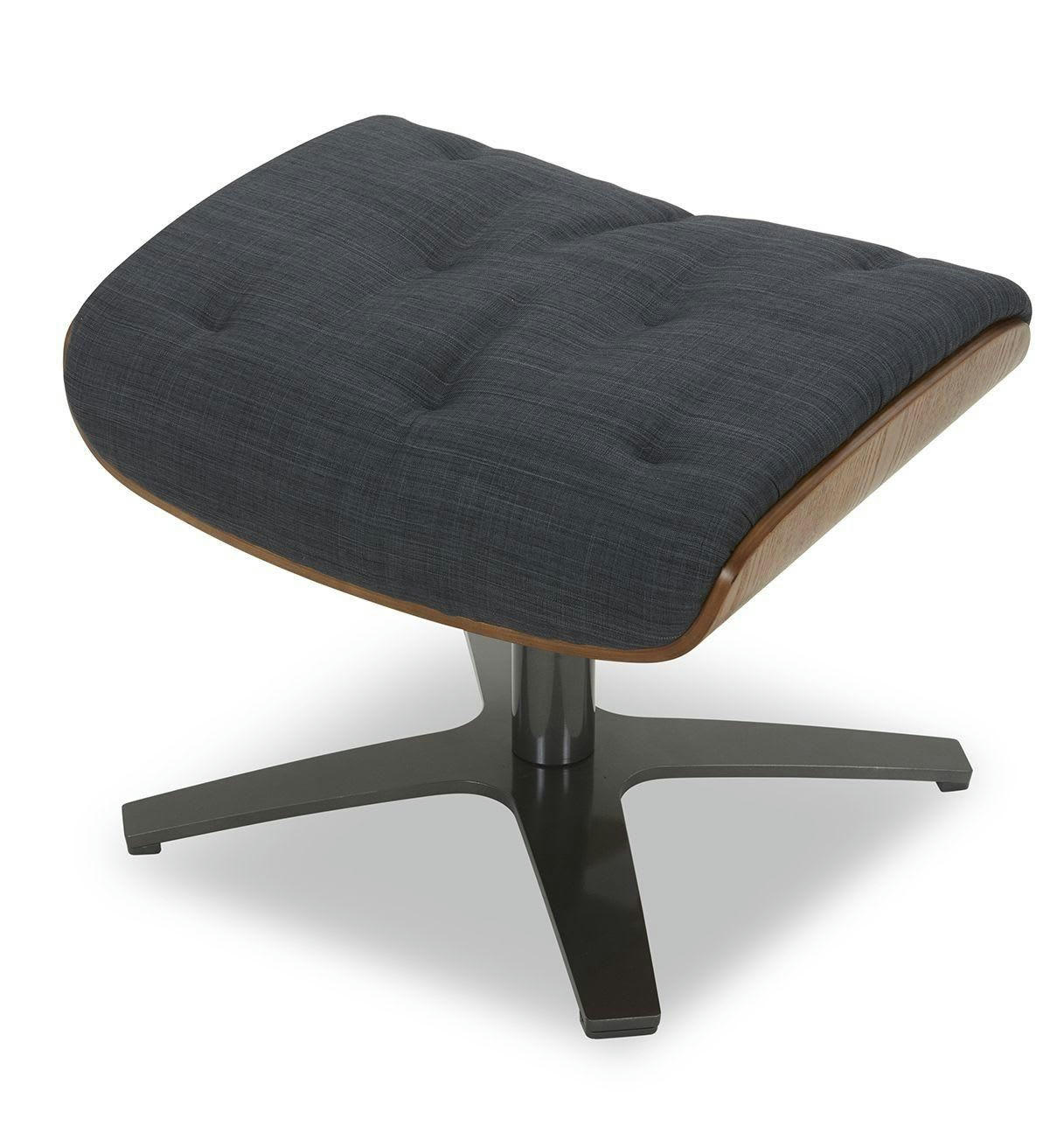 ALUDRA - Pouf Velours et Chêne Naturel - Tissu Anthracite