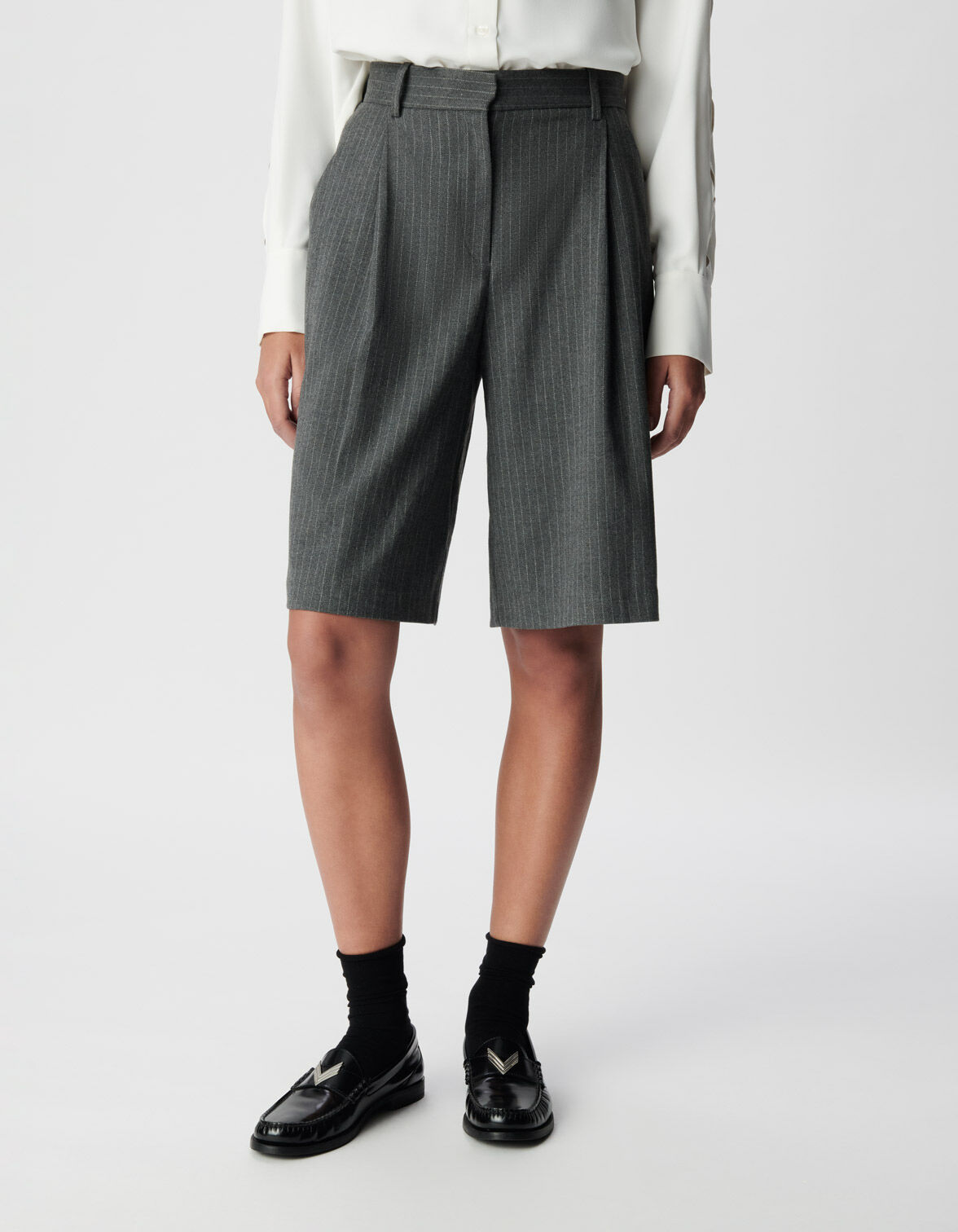 Bermuda de costume gris rayures tennis Femme
