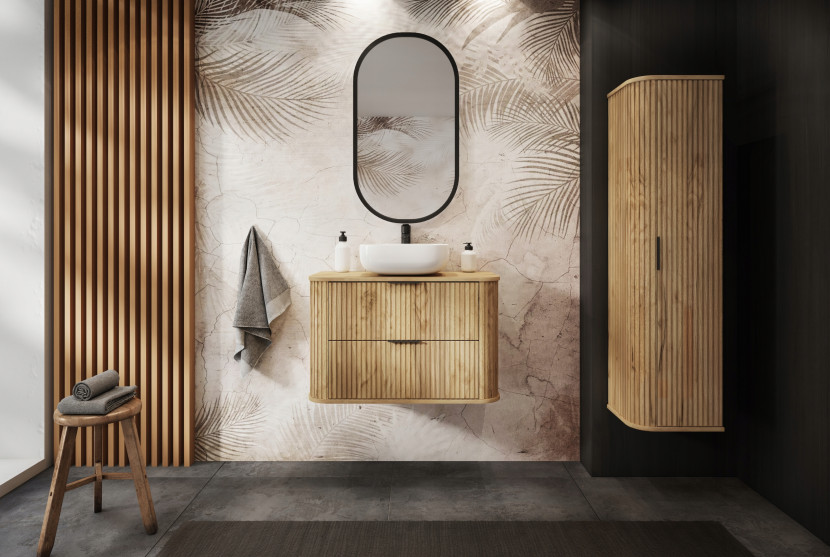Słupek Łazienkowy 139 cm Dąb CRAFT Wisząca RYFLOWANA GLAMOUR