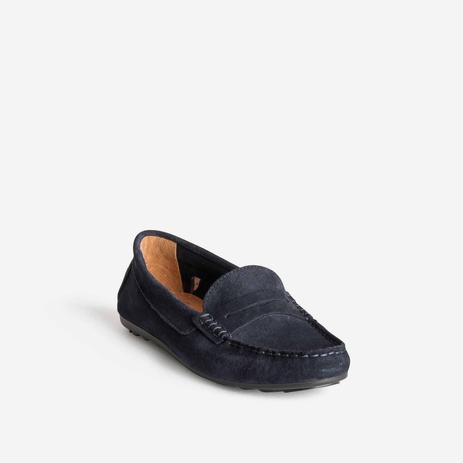 Mocassin marine cuir velours