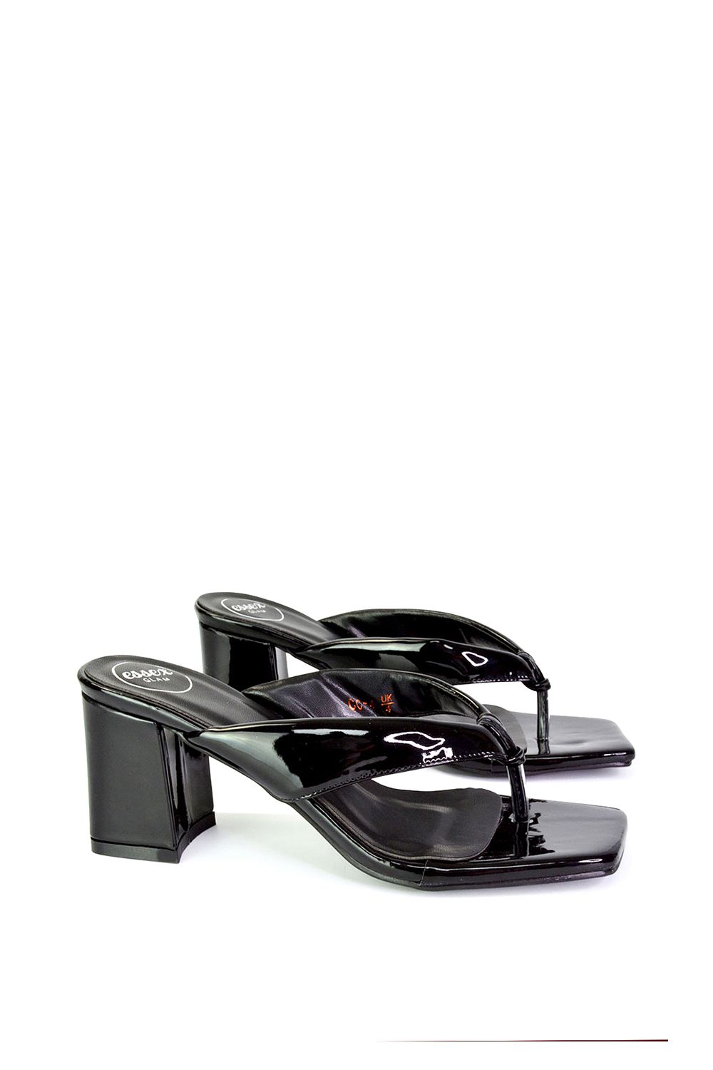 XY London Lylia' Square Toe Toe Post Block Heel Sandal Mules