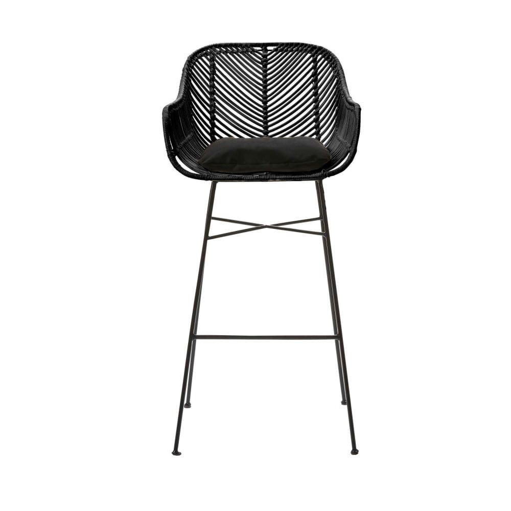 NUNUHAI - Lot de 2 tabourets de bar en rotin 76cm noir