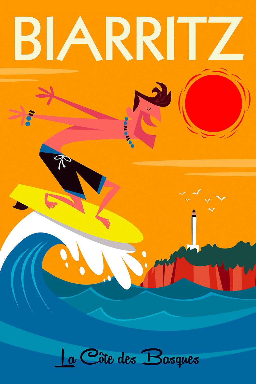 - Tableau surf à biarritz imprimé sur toile 80x120cm