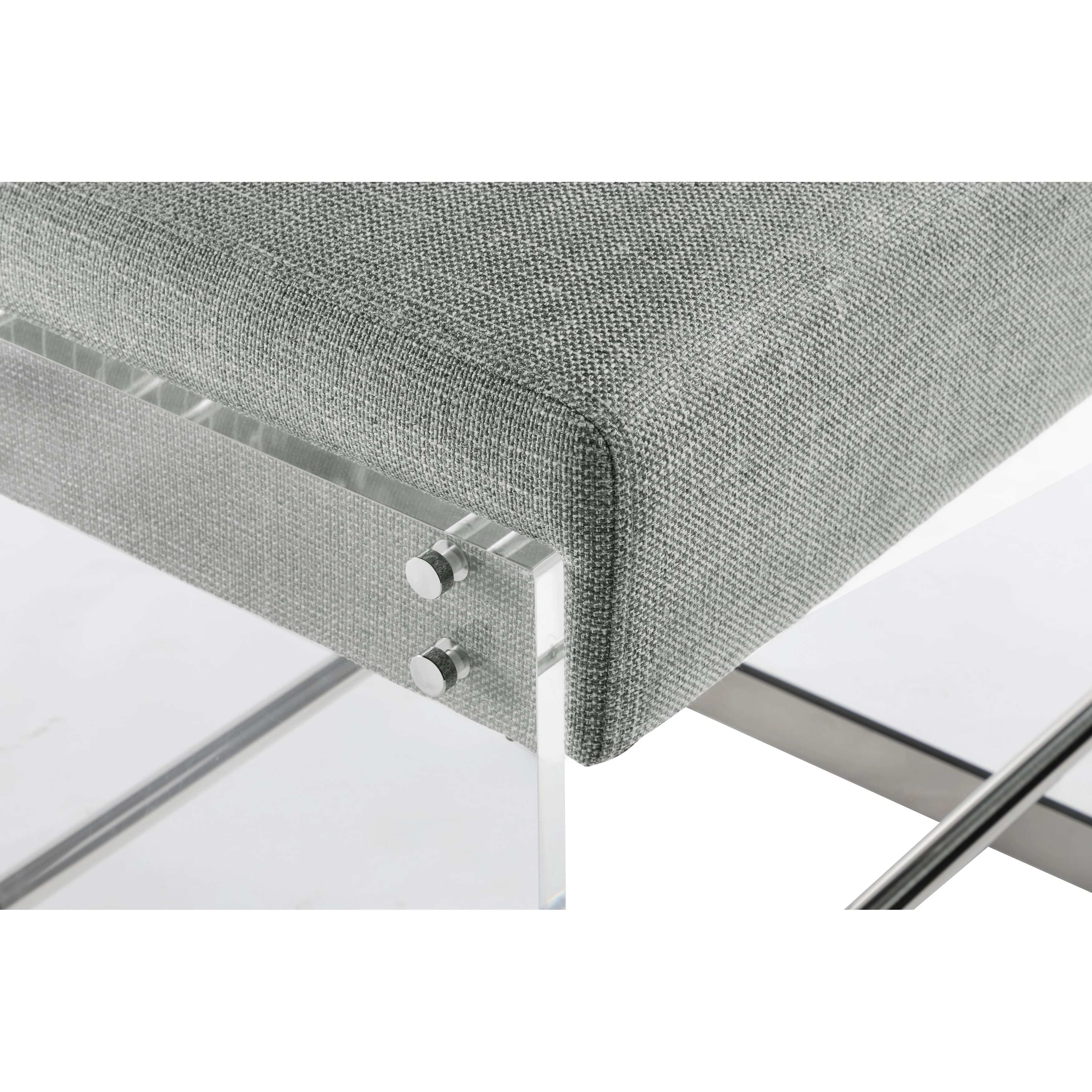 Somette Acrylic Counter Stool with Gray Fabric Seat - Counter Stool