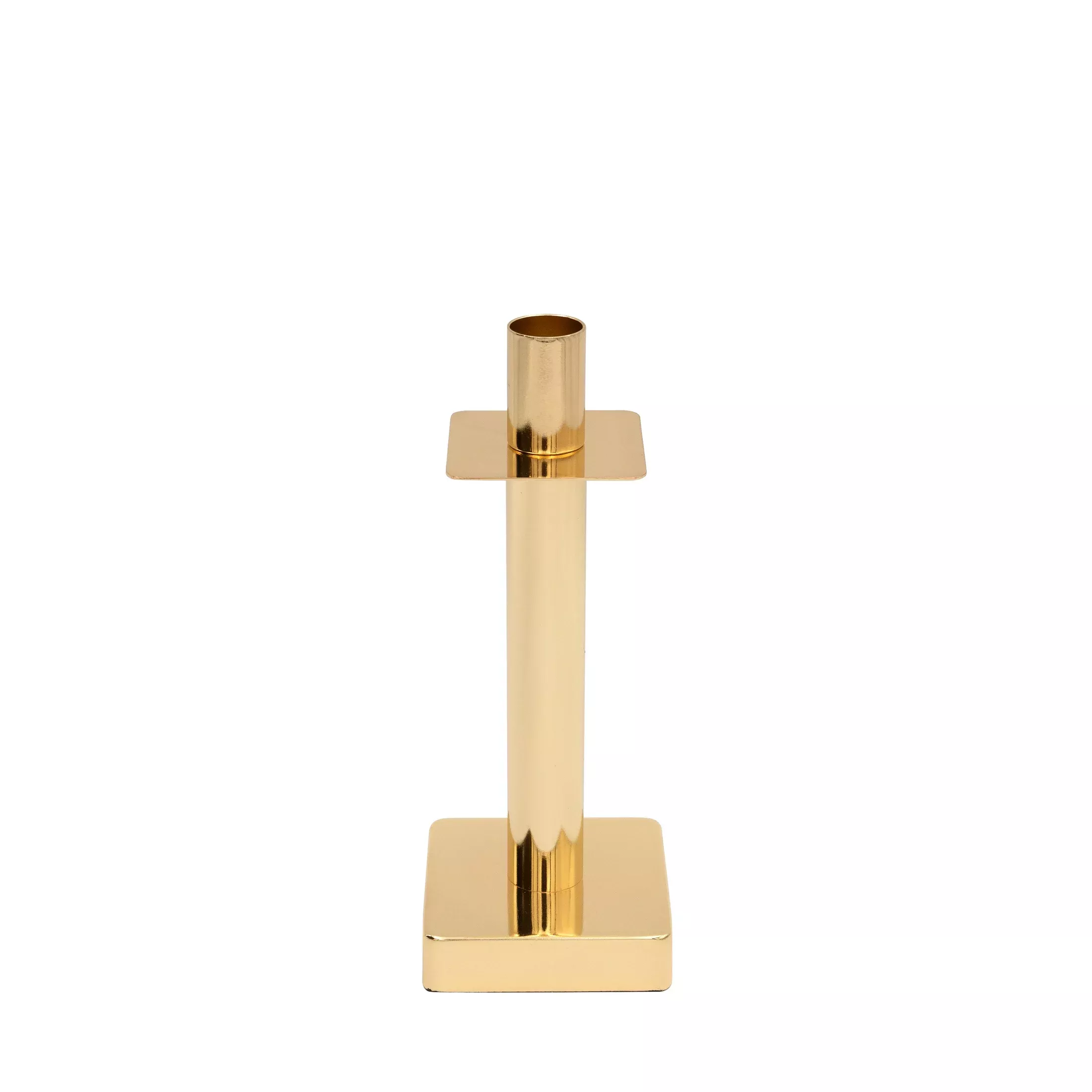 Świecznik metalowy złoty dekoracyjny w minimalistycznym stylu 8x8x21 cm LORI