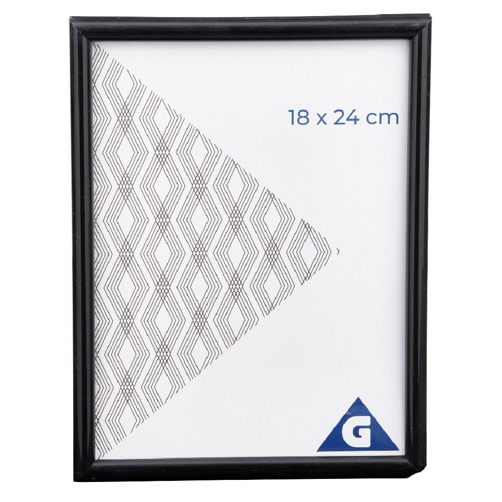 Cadre photo plastique noir 19x25cm pour photo 18x24cm