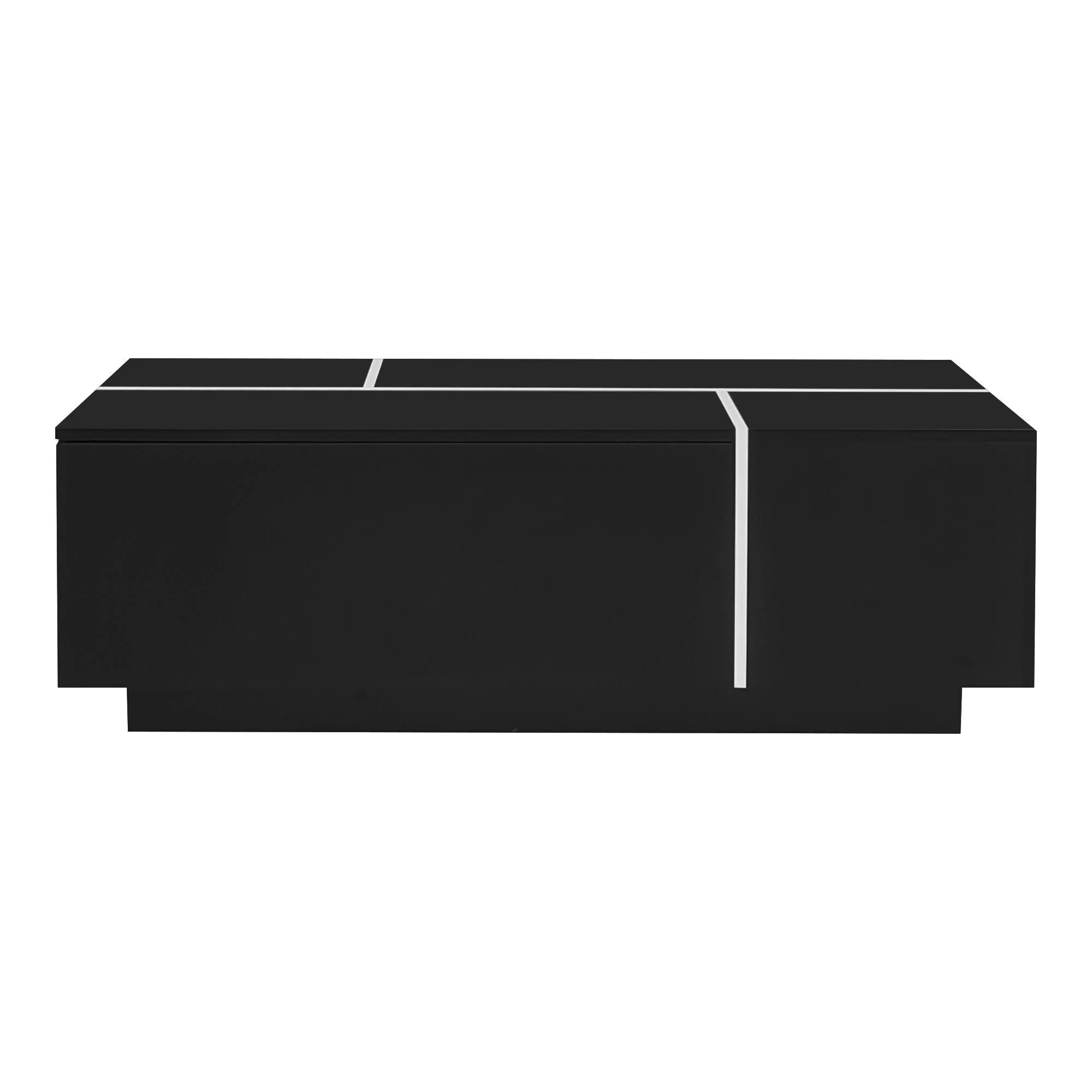 47.2''-72.7'' Extendable Coffee Table, Multi-Functional Coffee Table with High-Gloss Finish