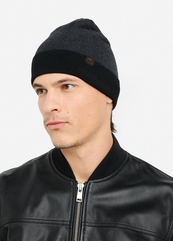 Berretto beanie in lana chevron