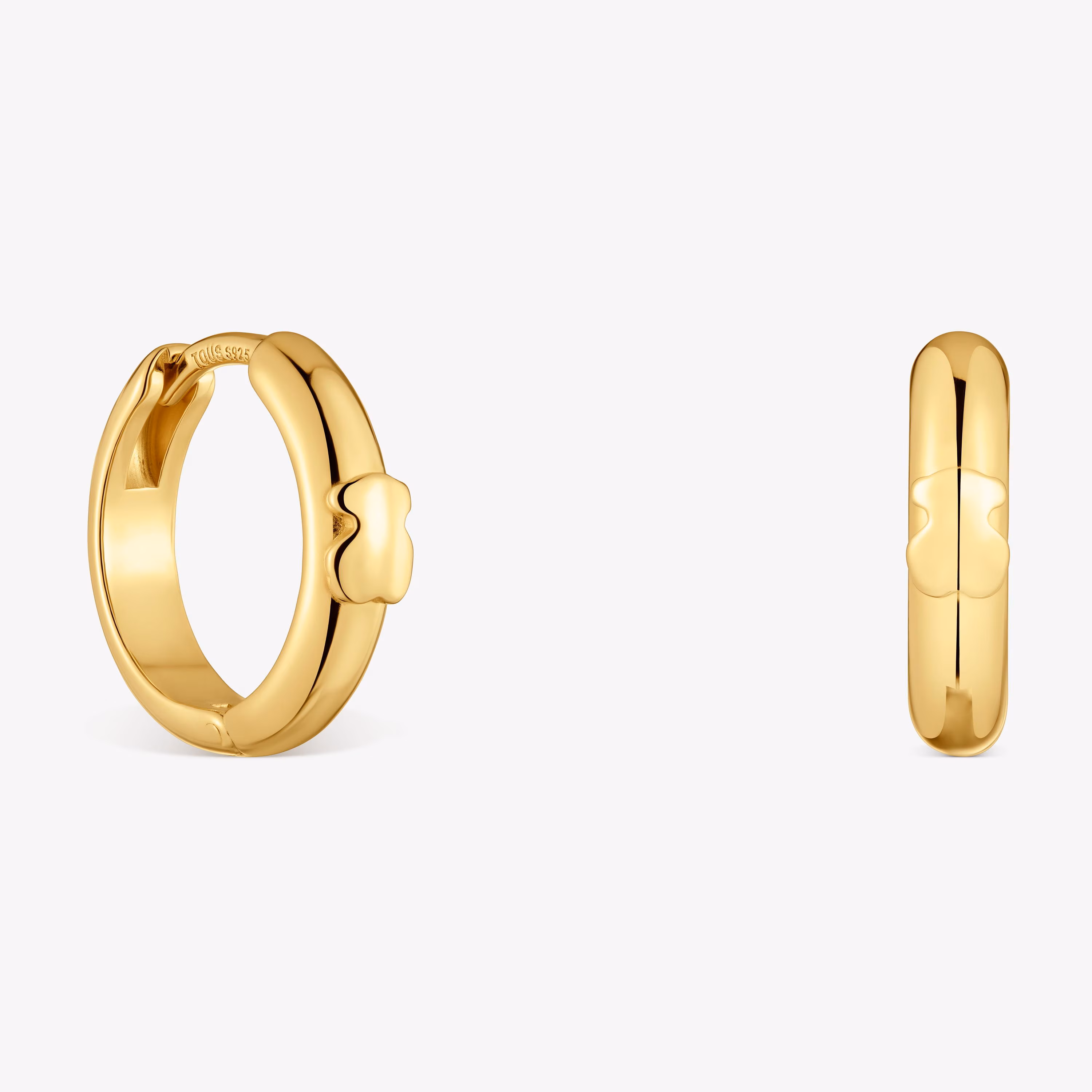 Pendientes aro con oso y baño de oro de 18 kt sobre plata 12 mm TOUS Basics