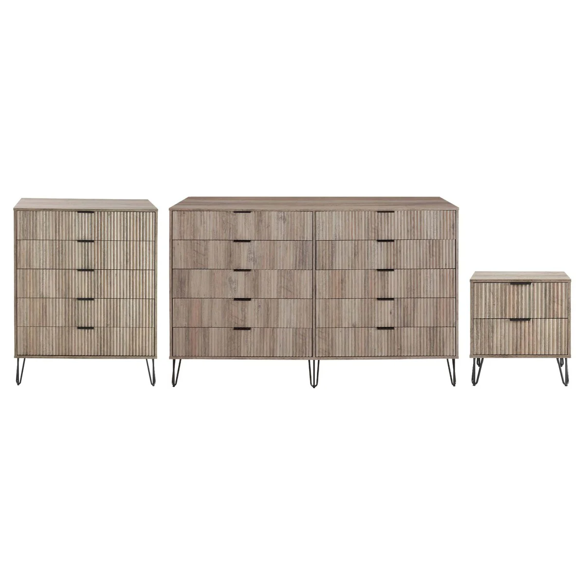 Manhattan Comfort 3-Piece Dumbo Modern Multi Dresser Nighstand Set