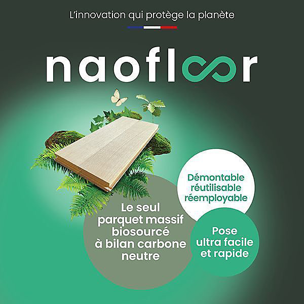 Parquet Naofloor Chêne Massif Verni Naturel l. 11,5cm - Ep. 13mm - Fabrication Française - Choix Authentique