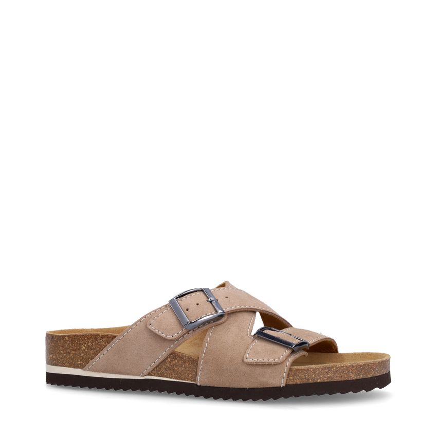 Manfield Beige suède slippers