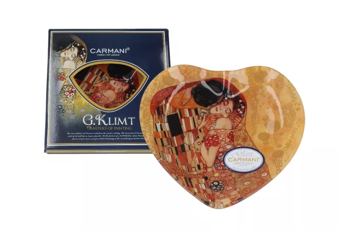 Talerz dekoracyjny w kształcie serca 19 cm Carmani - Gustav Klimt, Pocałunek 33.198-1404