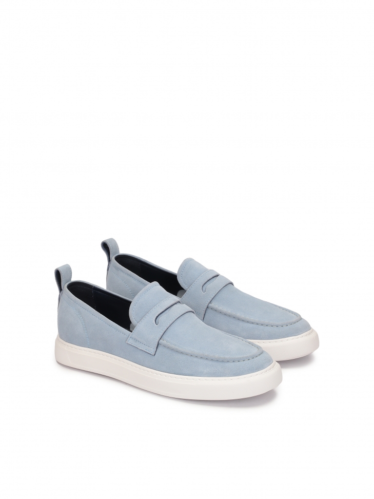 Blue suede slip-on sneakers