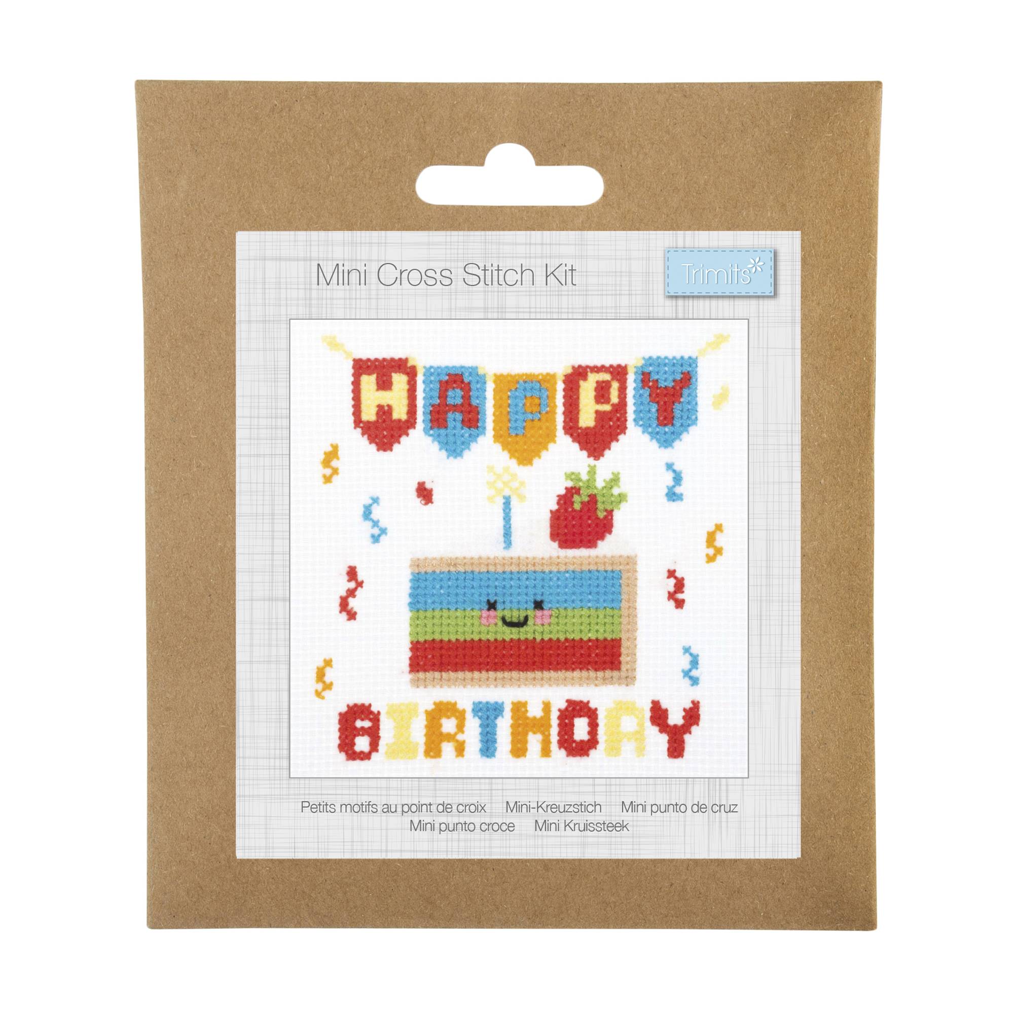 Trimits Happy Birthday Mini Cross Stitch Kit 13cm x 13cm