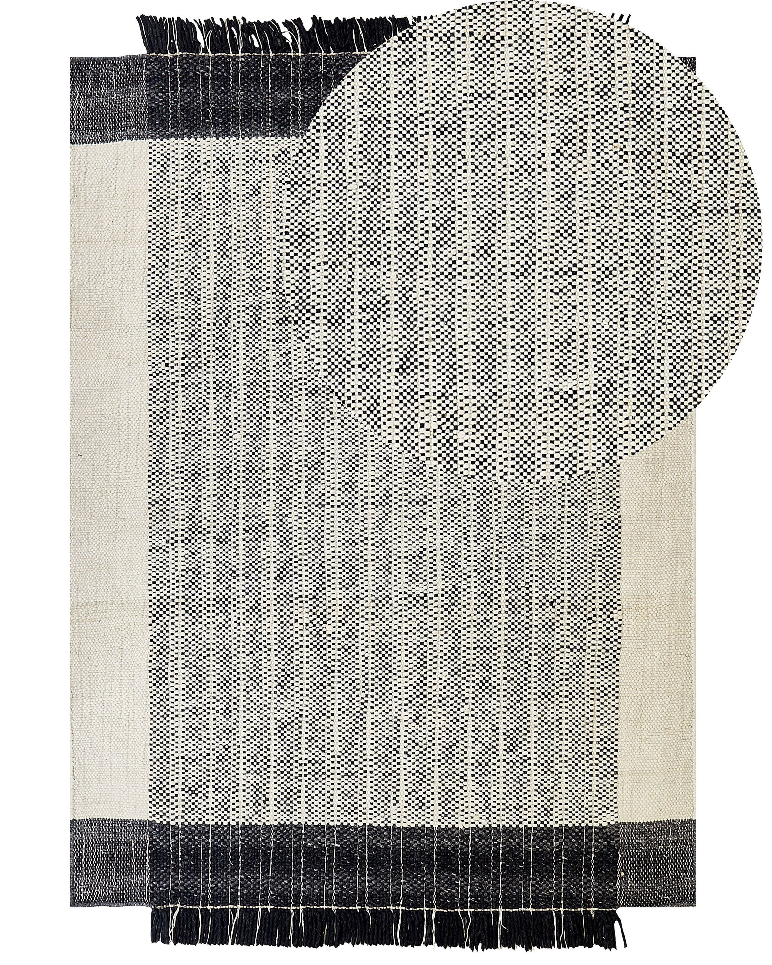 Dywan 160x230 cm wełna biało-czarny