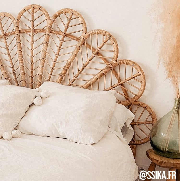 - Tête de lit en rotin naturel sola sommier 90 cm