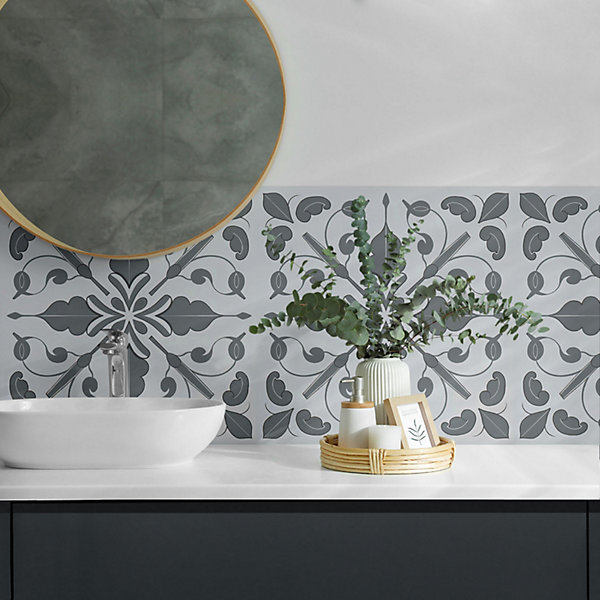 Panneau Mural TV Wallfluent 50x50 cm Motif Végétal En Symétrie 4 pièces