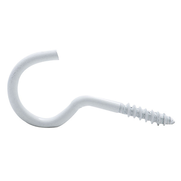 Crochet à visser plastifié blanc filet bois Viswood