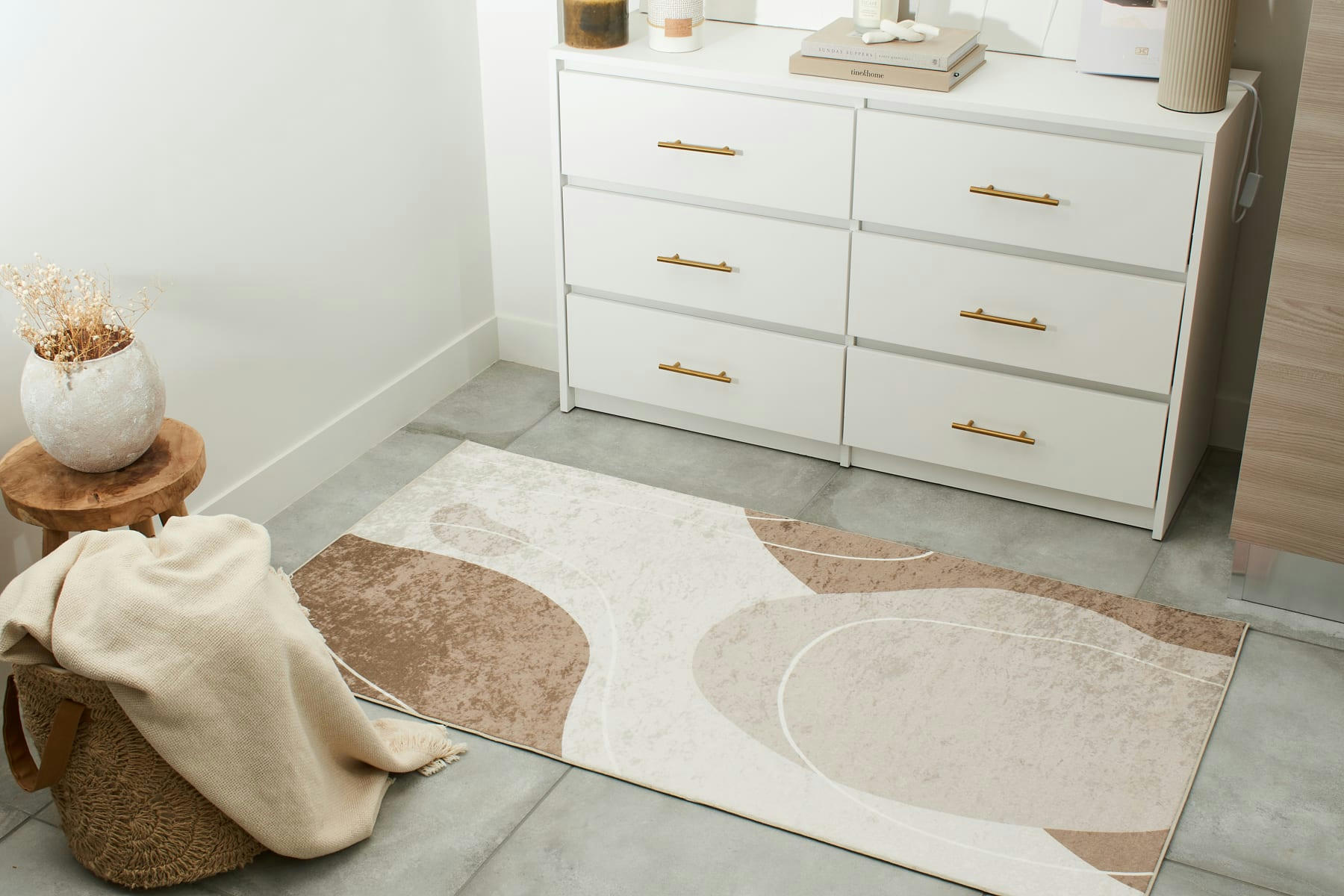 GREGE - Tapis Salon  Beige Abstrait  80x150