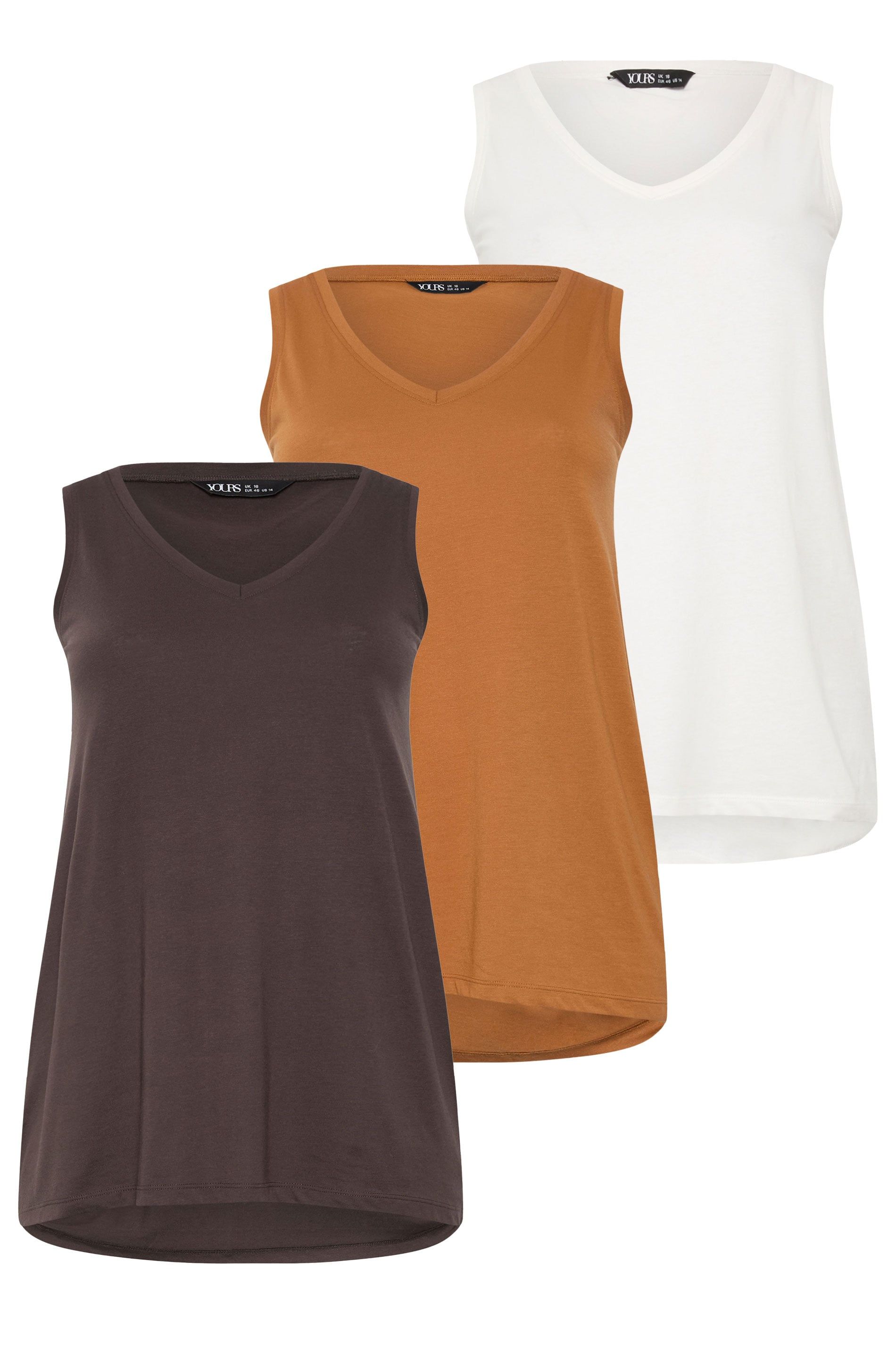 Yours 3 Pack V-Neck Vest Tops