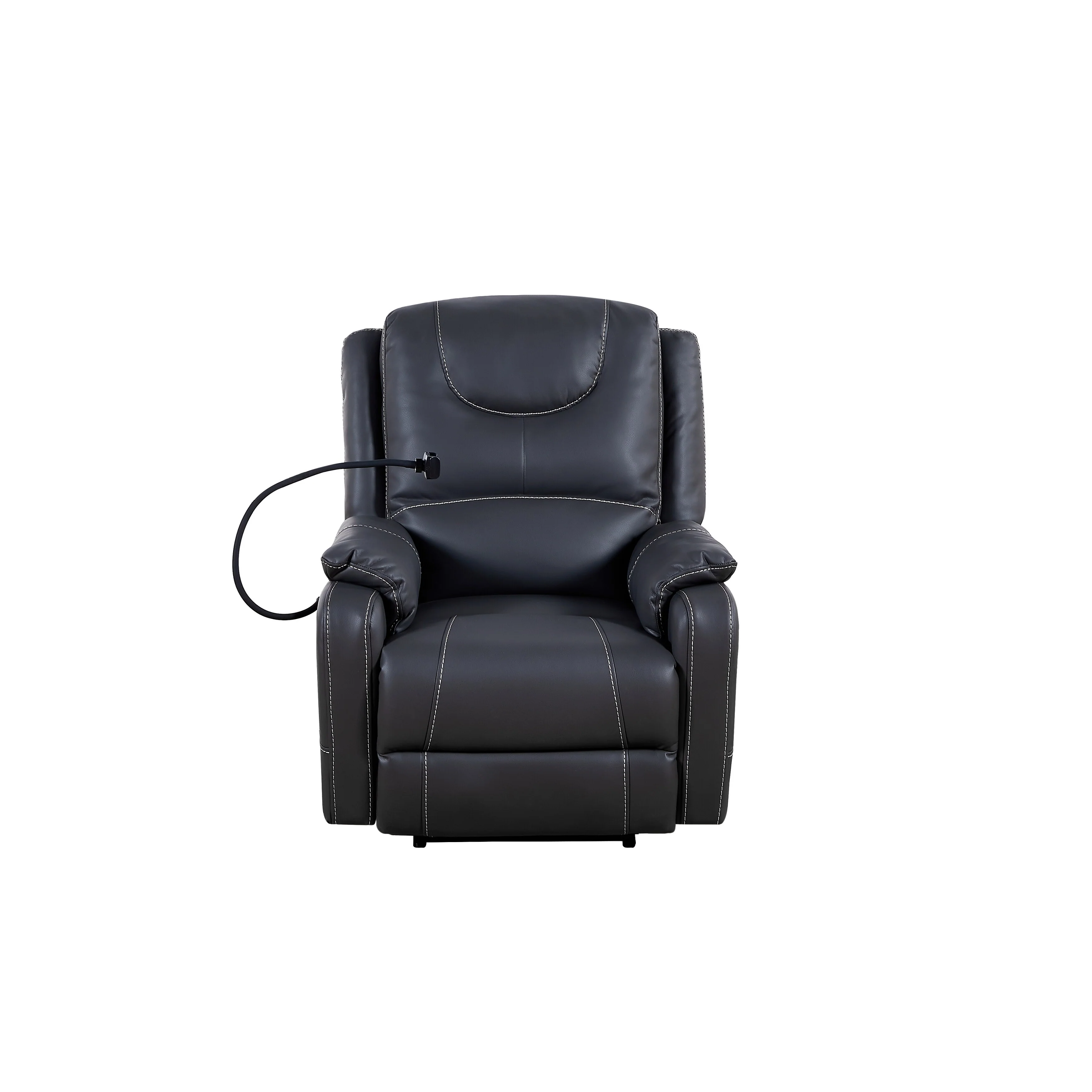 Black Power Recliner Chair with 139° Recline, Massage, Heat, OKIN Motor, USB Ports, Phone Holder, and Side Storage