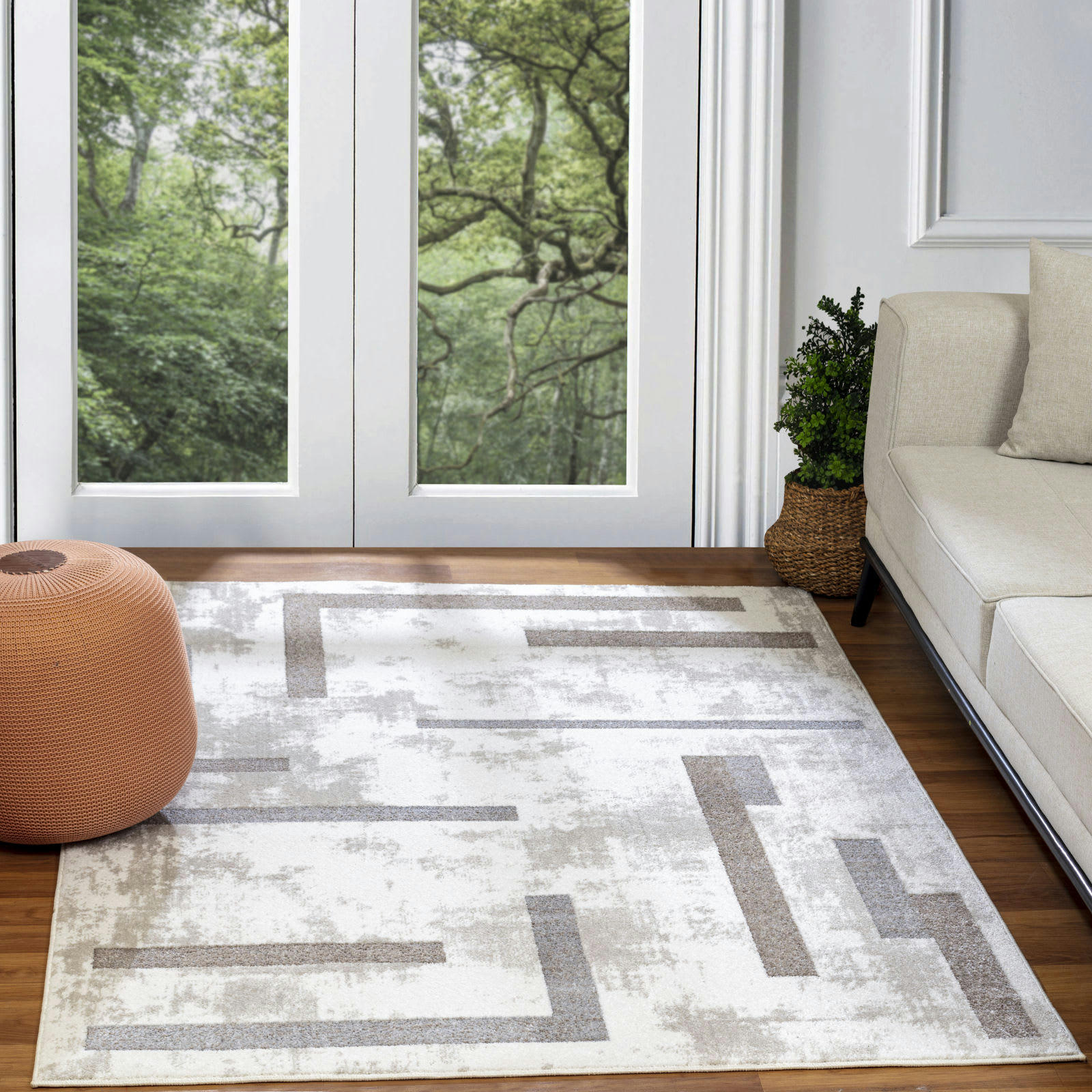 GABBY - Tapis Scandinave Industriel Blanc/Gris 200x275