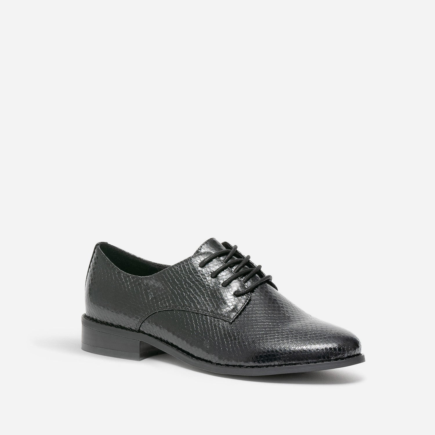Derby éco-conçu noir verni effet python