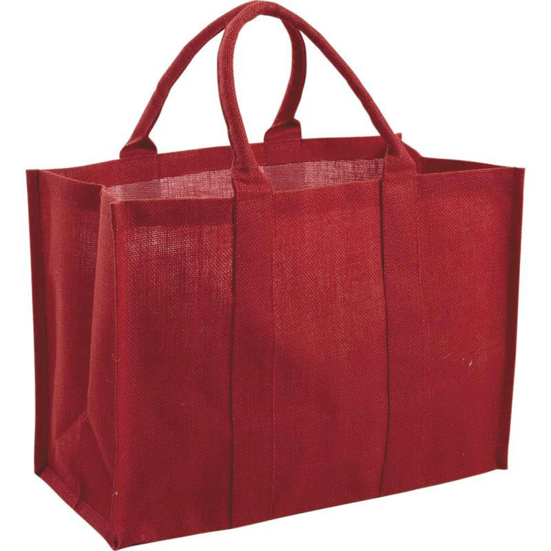 - Sac en jute plastifiée rouge