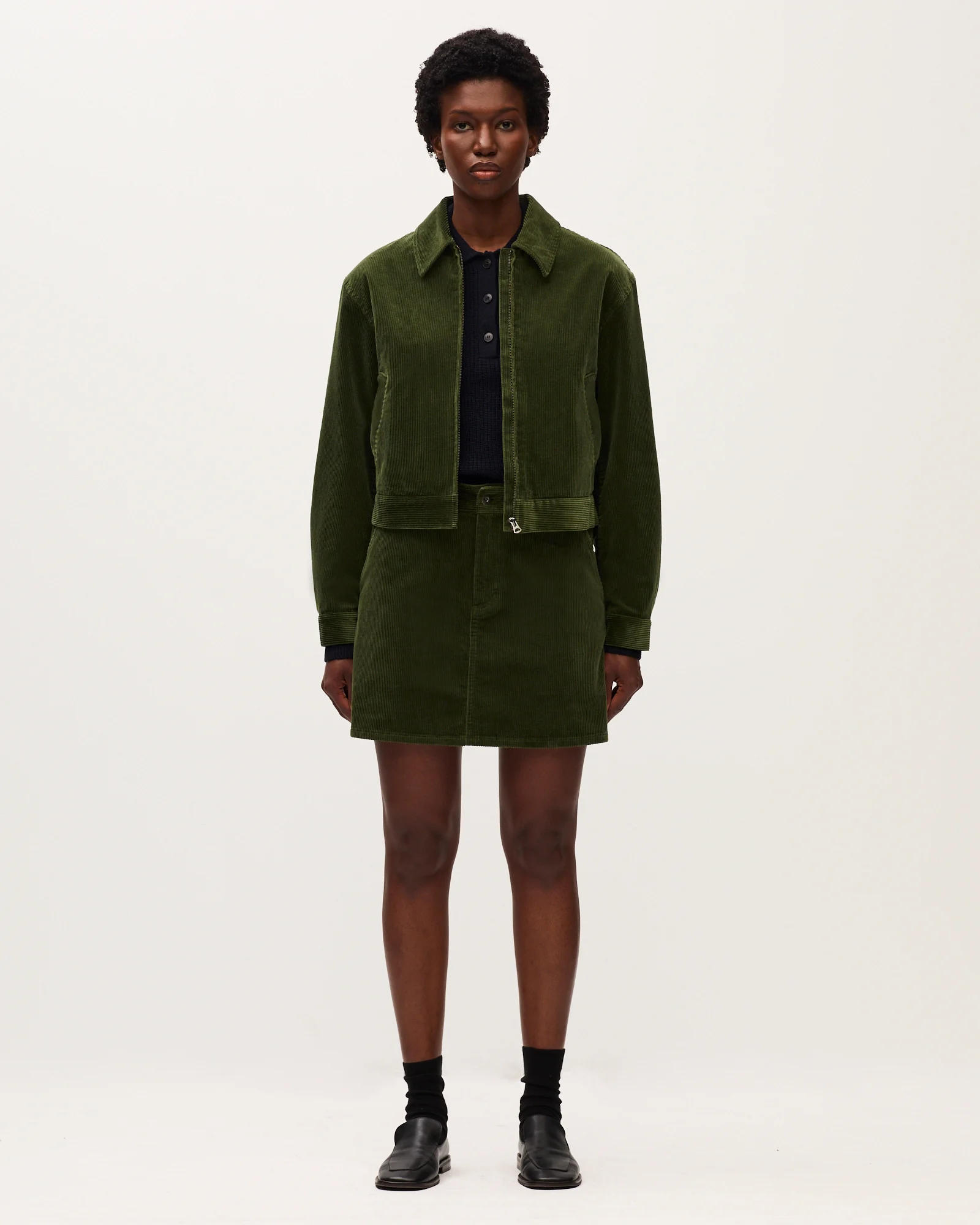 Jupe courte en velours côtelé