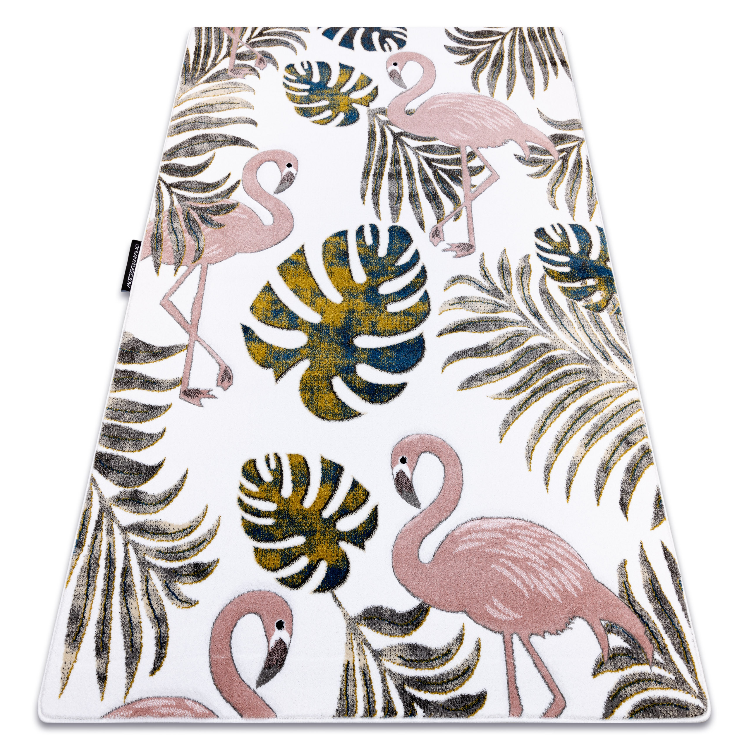 Dywan PETIT GARDEN FLAMINGI LIŚCIE MONSTERY krem 80x150 cm