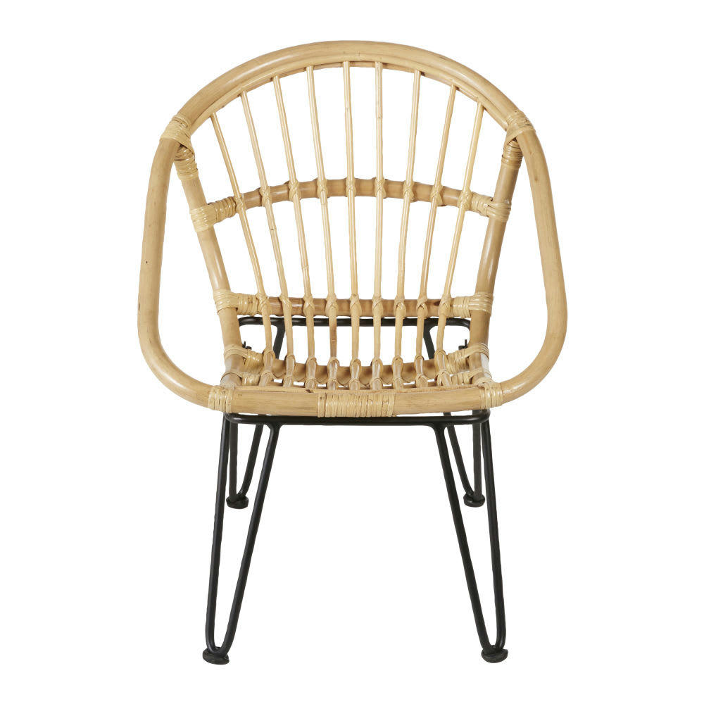 Mini Jungle - Fauteuil enfant en rotin et métal noir