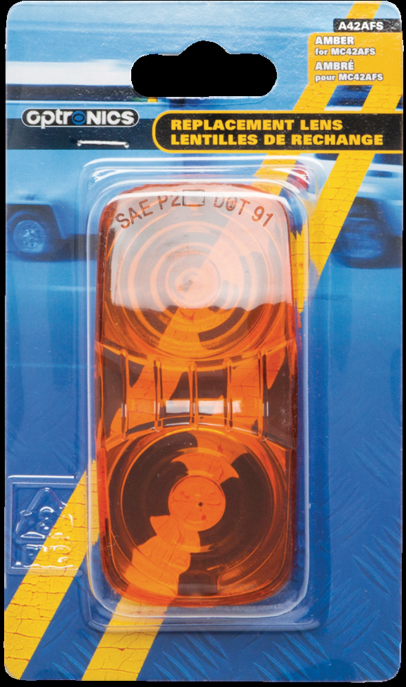 Optronics Rectangular Amber Replacement Lens for Clearance Markers, 4-1/16x2-1/8-in
