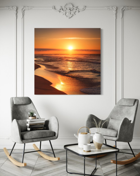 Feeby Obraz na płótnie, Zachód Słońca Plaża Krajobraz 30x30