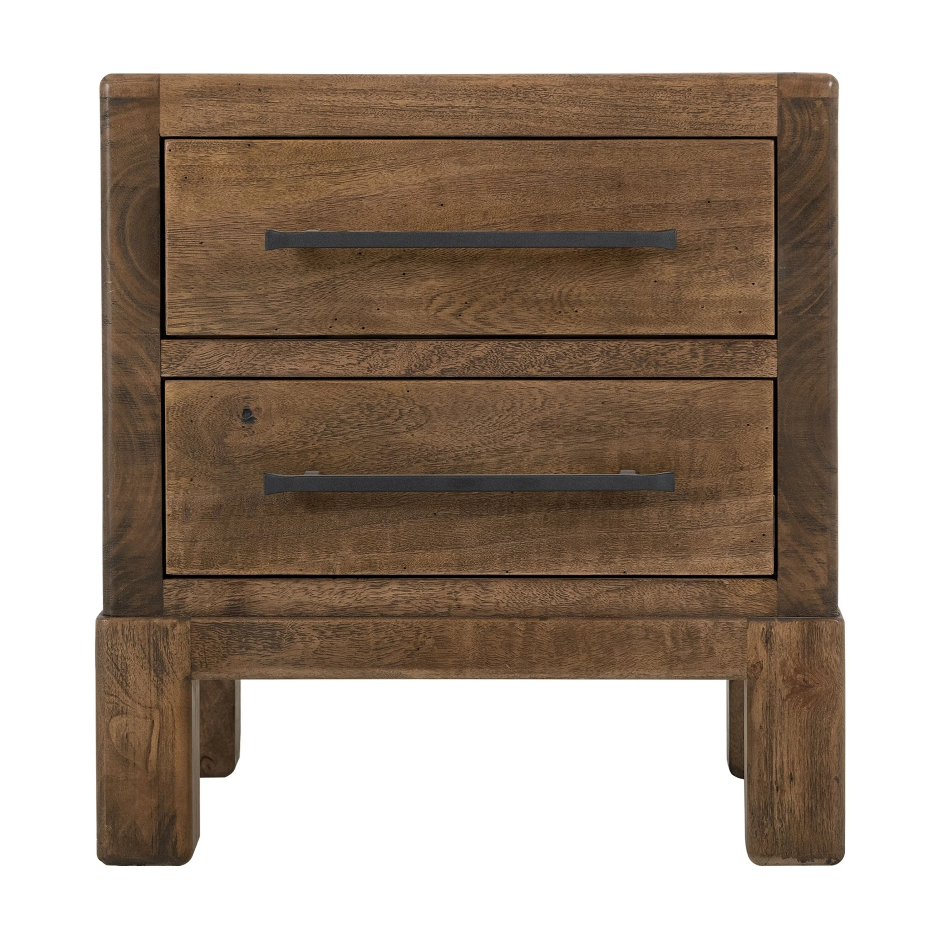 Terry Nightstand with 2 Drawers, Walnut Brown Mango and Melina 24 Inch
