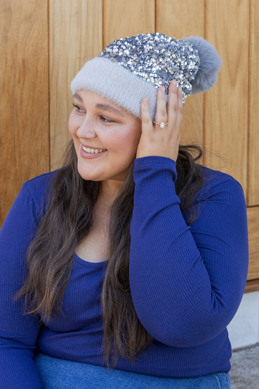 Glitzy Beanie in Grey
