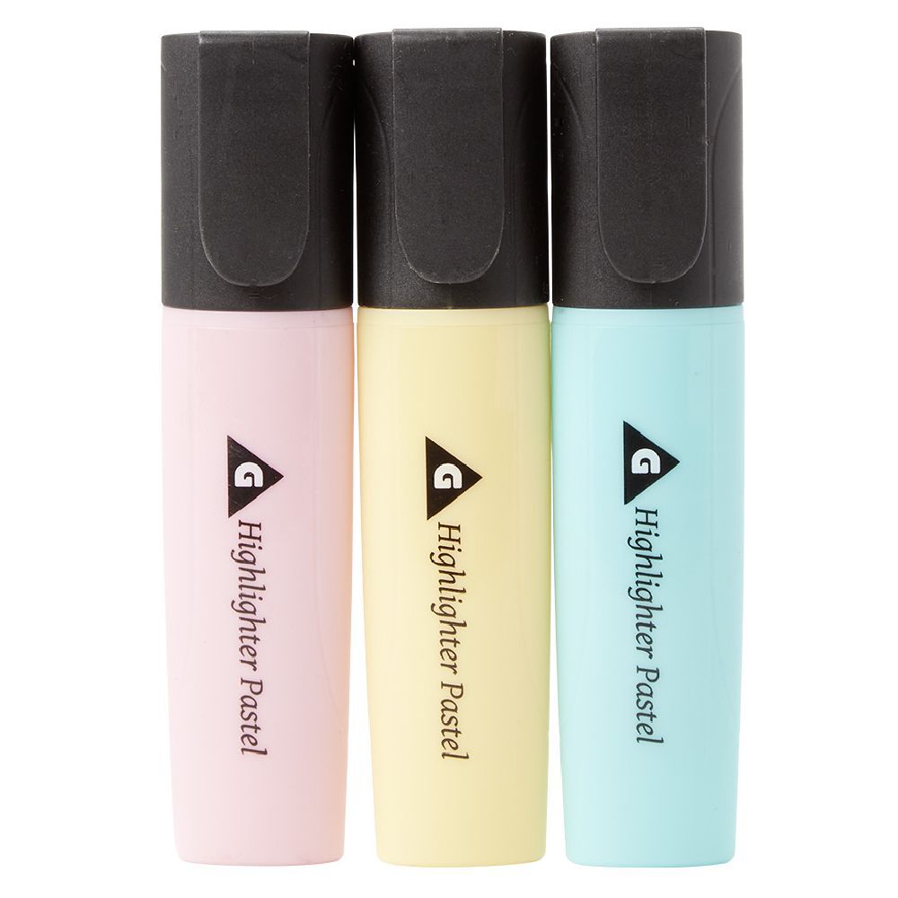 Surligneurs x3 ABS bleu, jaune et rose