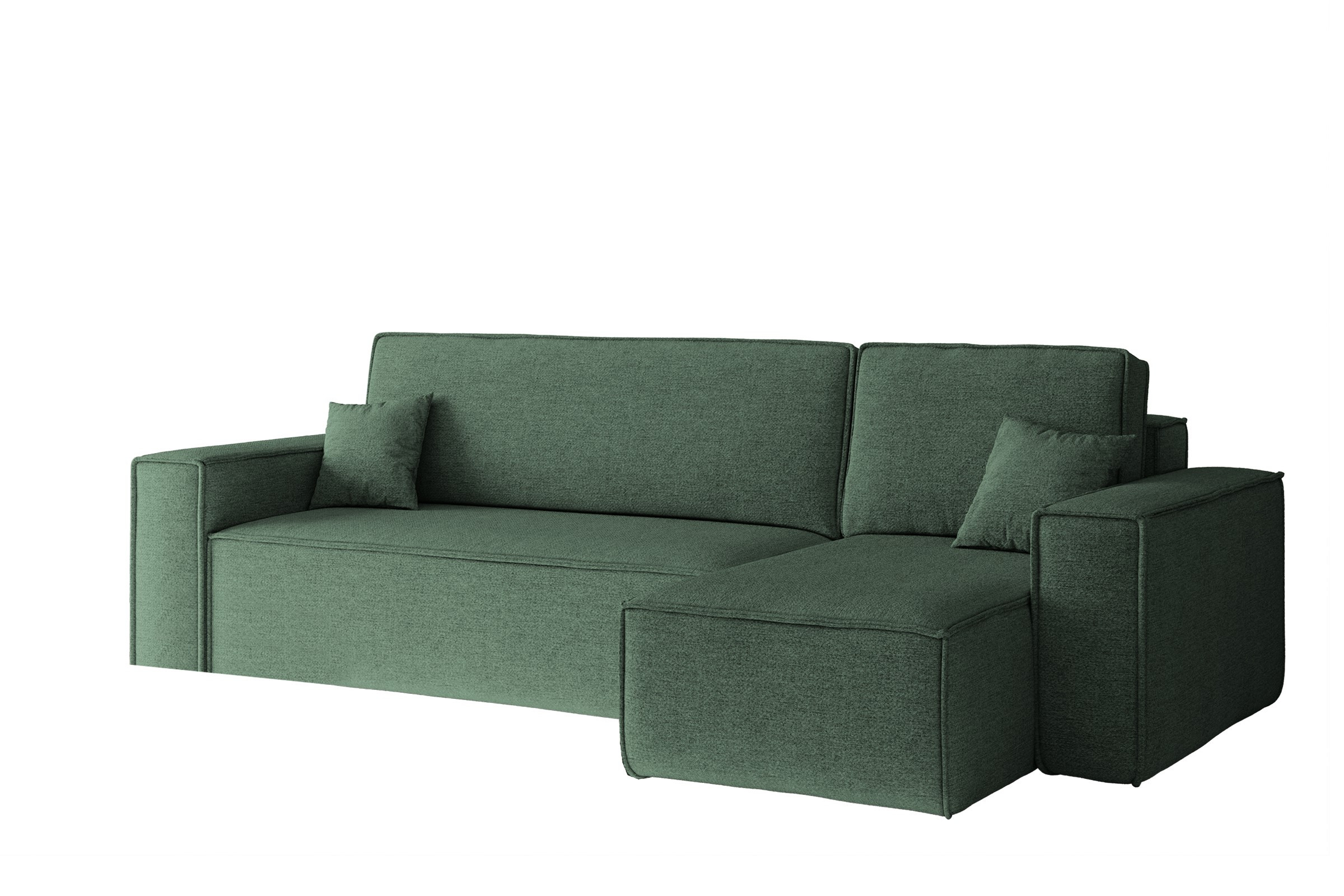 Sofa w kształcie L BEST narożnik tkanina Neve, Zielony Prawostronny