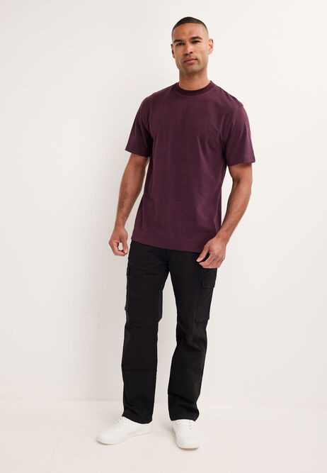 Mens Plum Peached Cotton Rich T-Shirt